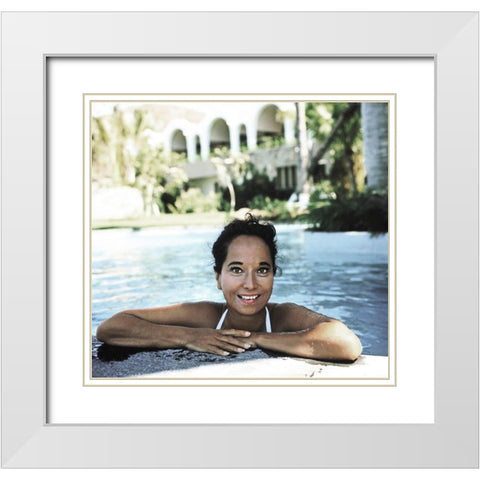 Merle Oberon White Modern Wood Framed Art Print with Double Matting by Hollywood Photo Archive