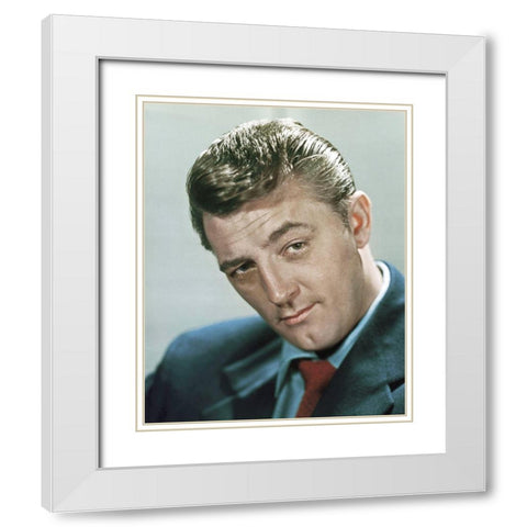 Robert Mitchum White Modern Wood Framed Art Print with Double Matting by Hollywood Photo Archive