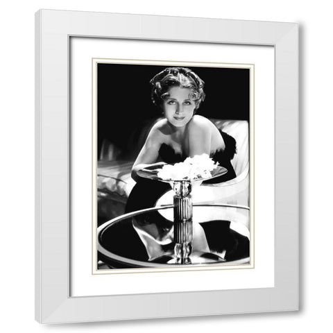 Norma Shearer White Modern Wood Framed Art Print with Double Matting by Hollywood Photo Archive