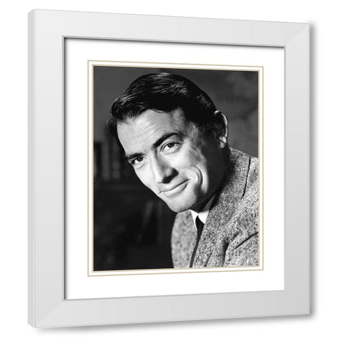Gregory Peck White Modern Wood Framed Art Print with Double Matting by Hollywood Photo Archive