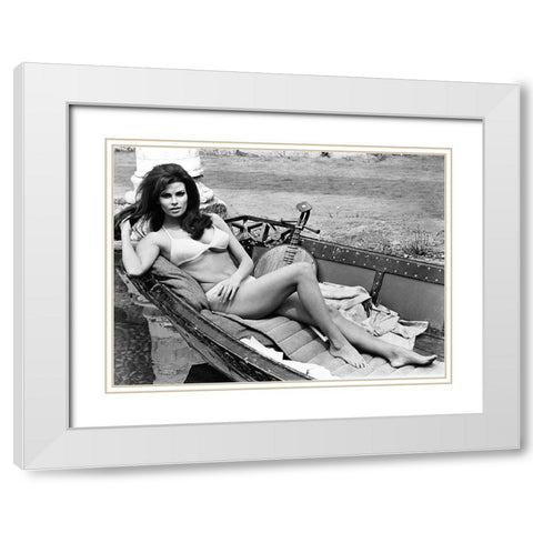 Raquel Welch White Modern Wood Framed Art Print with Double Matting by Hollywood Photo Archive