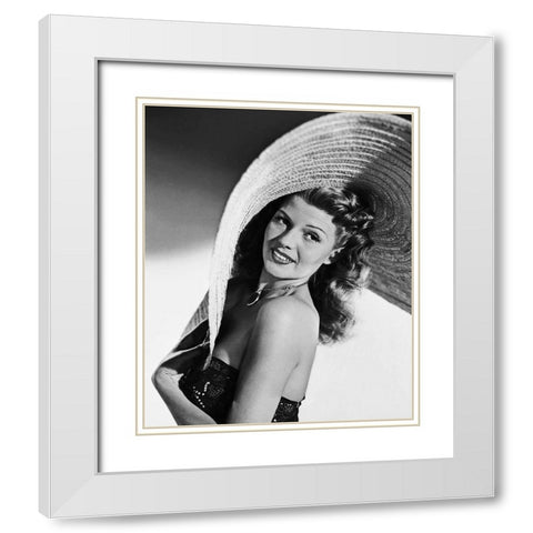 Rita Hayworth White Modern Wood Framed Art Print with Double Matting by Hollywood Photo Archive