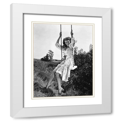 Rita Hayworth White Modern Wood Framed Art Print with Double Matting by Hollywood Photo Archive