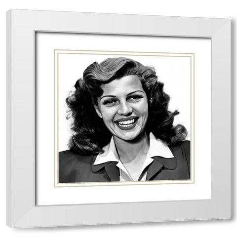 Rita Hayworth White Modern Wood Framed Art Print with Double Matting by Hollywood Photo Archive