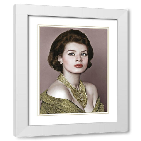 Senta Berger White Modern Wood Framed Art Print with Double Matting by Hollywood Photo Archive
