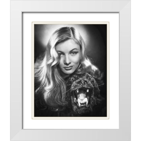 Veronica Lake White Modern Wood Framed Art Print with Double Matting by Hollywood Photo Archive