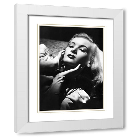 Veronica Lake White Modern Wood Framed Art Print with Double Matting by Hollywood Photo Archive