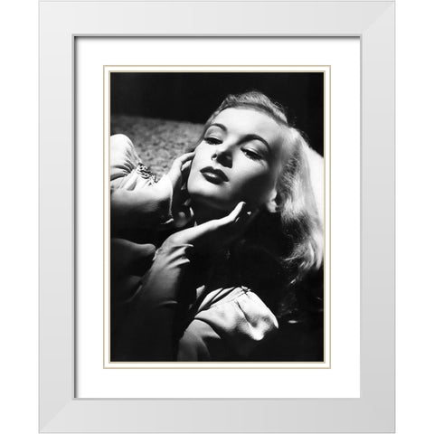 Veronica Lake White Modern Wood Framed Art Print with Double Matting by Hollywood Photo Archive