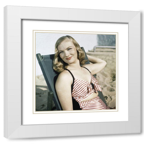 Veronica Lake White Modern Wood Framed Art Print with Double Matting by Hollywood Photo Archive