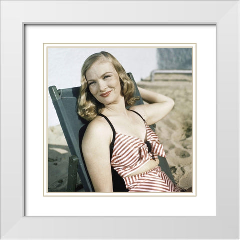 Veronica Lake White Modern Wood Framed Art Print with Double Matting by Hollywood Photo Archive