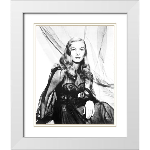 Veronica Lake White Modern Wood Framed Art Print with Double Matting by Hollywood Photo Archive