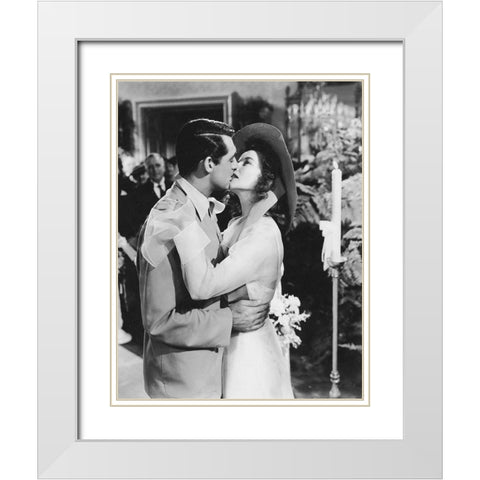 Cary Grant - Katherine Hepburn White Modern Wood Framed Art Print with Double Matting by Hollywood Photo Archive