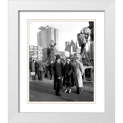 Cary Grant and Ingid Bergman in London White Modern Wood Framed Art Print with Double Matting by Hollywood Photo Archive