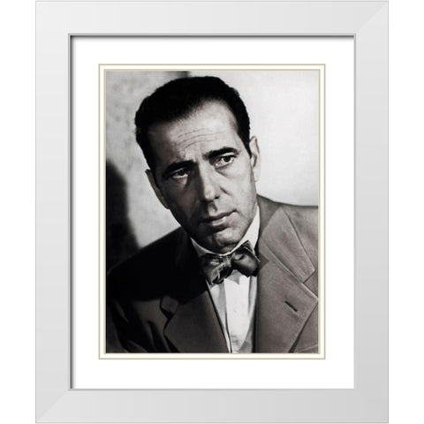 Humphrey Bogart White Modern Wood Framed Art Print with Double Matting by Hollywood Photo Archive