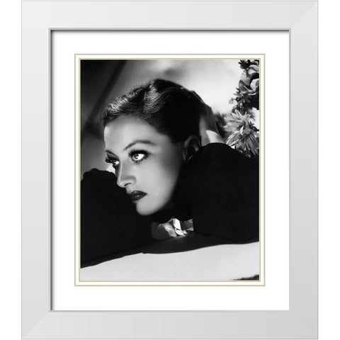 Joan Crawford White Modern Wood Framed Art Print with Double Matting by Hollywood Photo Archive