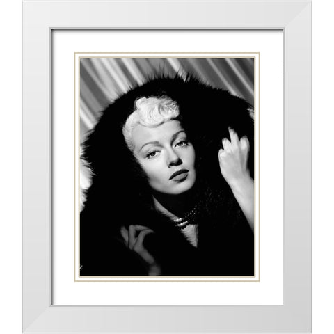 Lana Turner White Modern Wood Framed Art Print with Double Matting by Hollywood Photo Archive
