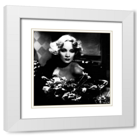 Marlene Dietrich White Modern Wood Framed Art Print with Double Matting by Hollywood Photo Archive