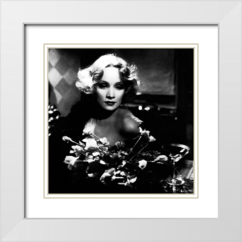 Marlene Dietrich White Modern Wood Framed Art Print with Double Matting by Hollywood Photo Archive