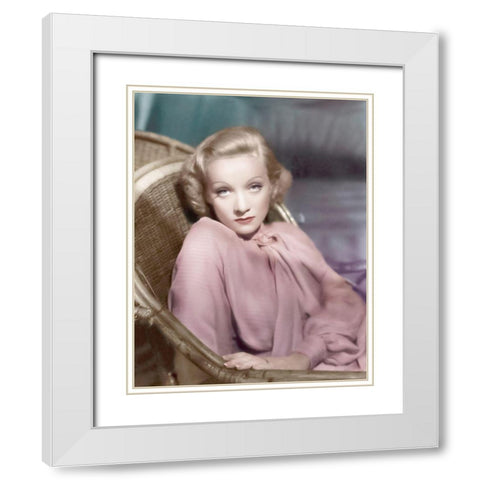 Marlene Dietrich White Modern Wood Framed Art Print with Double Matting by Hollywood Photo Archive