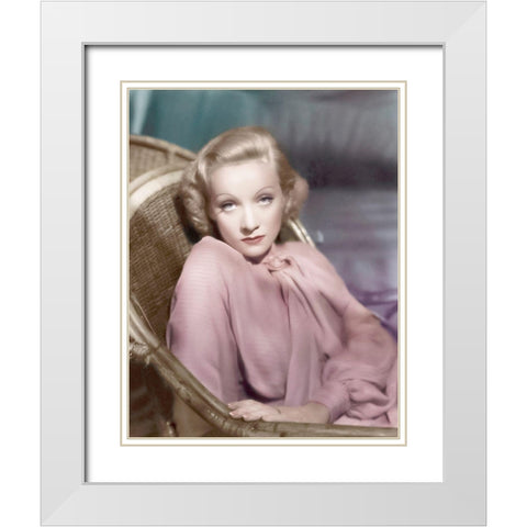Marlene Dietrich White Modern Wood Framed Art Print with Double Matting by Hollywood Photo Archive