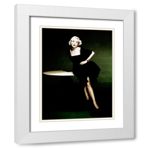 Marlene Dietrich White Modern Wood Framed Art Print with Double Matting by Hollywood Photo Archive