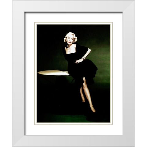 Marlene Dietrich White Modern Wood Framed Art Print with Double Matting by Hollywood Photo Archive