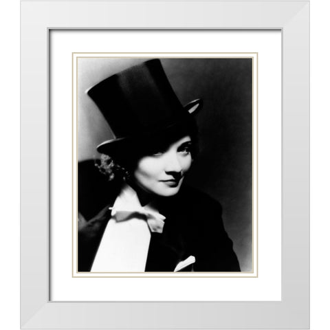 Marlene Dietrich White Modern Wood Framed Art Print with Double Matting by Hollywood Photo Archive