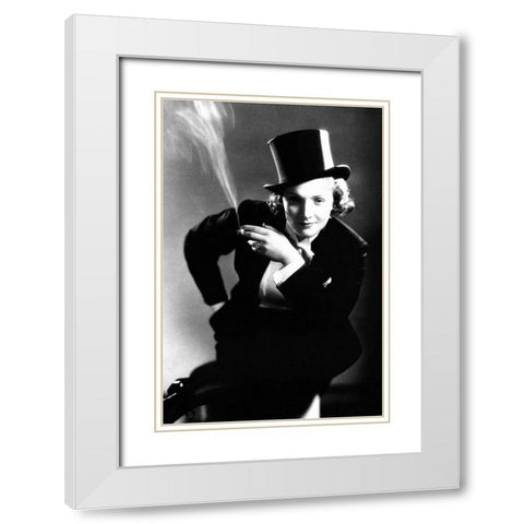Marlene Dietrich White Modern Wood Framed Art Print with Double Matting by Hollywood Photo Archive