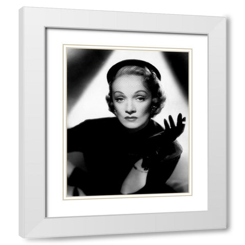 Marlene Dietrich White Modern Wood Framed Art Print with Double Matting by Hollywood Photo Archive