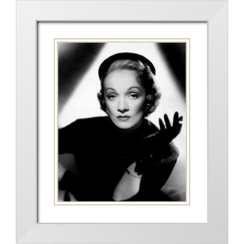 Marlene Dietrich White Modern Wood Framed Art Print with Double Matting by Hollywood Photo Archive