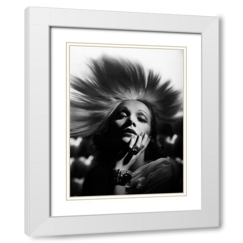 Marlene Dietrich White Modern Wood Framed Art Print with Double Matting by Hollywood Photo Archive