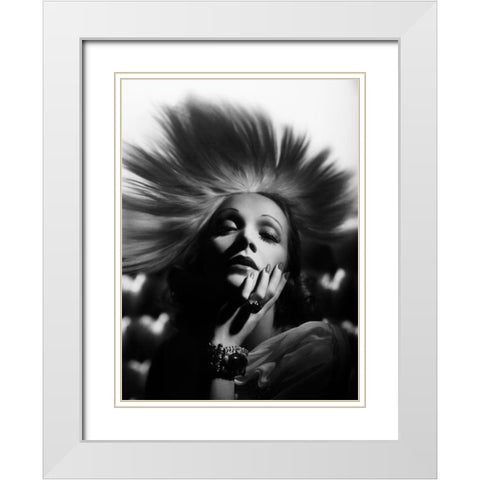 Marlene Dietrich White Modern Wood Framed Art Print with Double Matting by Hollywood Photo Archive