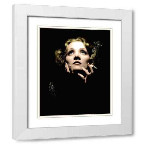 Marlene Dietrich White Modern Wood Framed Art Print with Double Matting by Hollywood Photo Archive