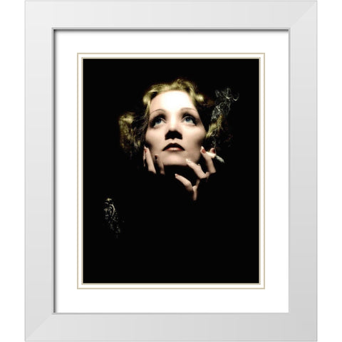 Marlene Dietrich White Modern Wood Framed Art Print with Double Matting by Hollywood Photo Archive
