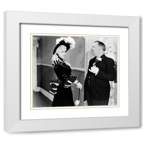 My Little Chickadee - Mae West with WC Fields White Modern Wood Framed Art Print with Double Matting by Hollywood Photo Archive