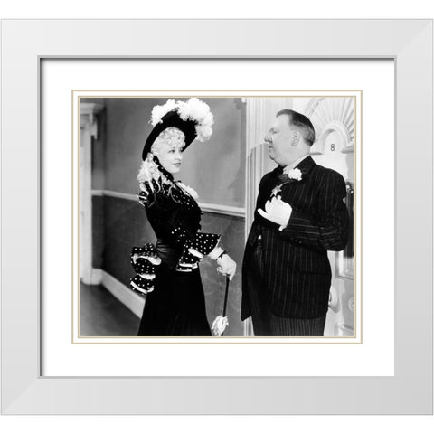 My Little Chickadee - Mae West with WC Fields White Modern Wood Framed Art Print with Double Matting by Hollywood Photo Archive