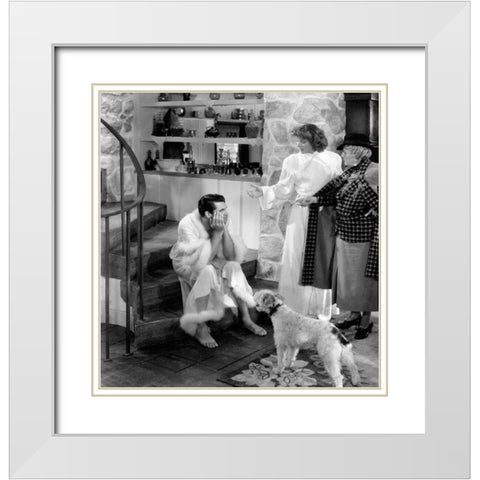 Cary Grant - Bringing Up Baby White Modern Wood Framed Art Print with Double Matting by Hollywood Photo Archive