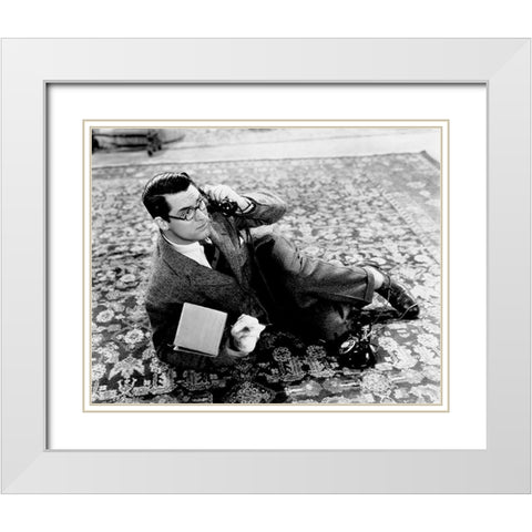 Cary Grant - Bringing Up Baby White Modern Wood Framed Art Print with Double Matting by Hollywood Photo Archive