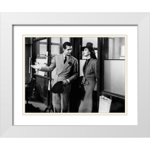 Cary Grant - His Girl Friday White Modern Wood Framed Art Print with Double Matting by Hollywood Photo Archive