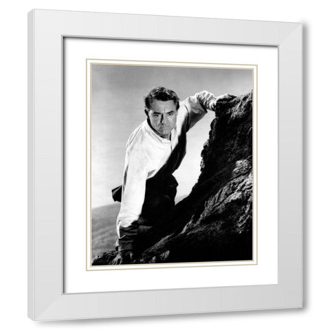 Cary Grant - North By Northwest White Modern Wood Framed Art Print with Double Matting by Hollywood Photo Archive