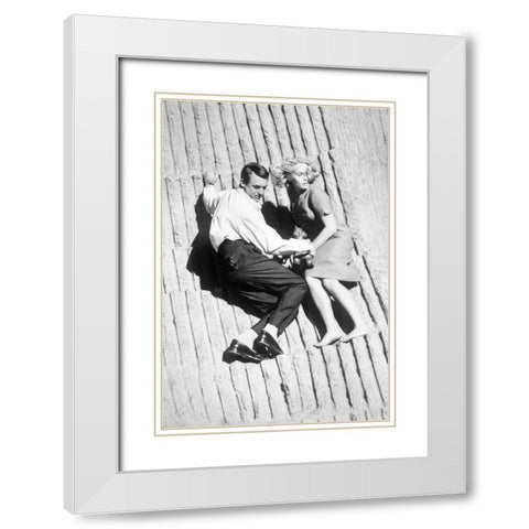 Cary Grant - North By Northwest White Modern Wood Framed Art Print with Double Matting by Hollywood Photo Archive