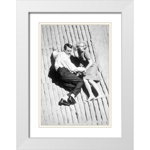 Cary Grant - North By Northwest White Modern Wood Framed Art Print with Double Matting by Hollywood Photo Archive