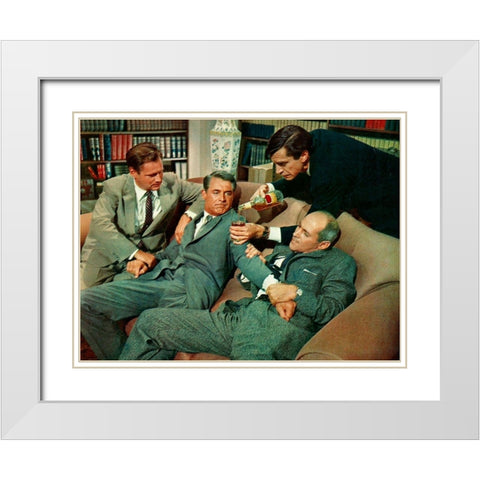 Cary Grant - North By Northwest White Modern Wood Framed Art Print with Double Matting by Hollywood Photo Archive