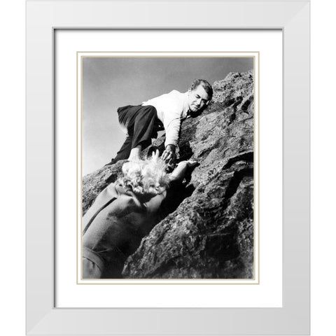 Cary Grant - North By Northwest White Modern Wood Framed Art Print with Double Matting by Hollywood Photo Archive