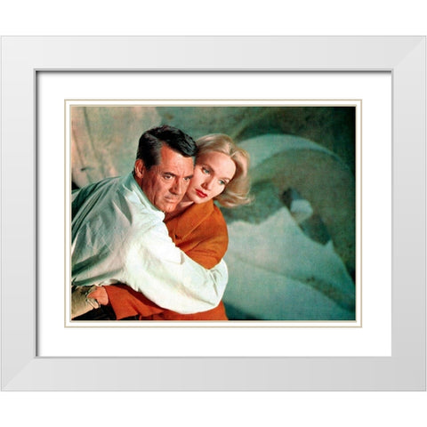 Cary Grant - North By Northwest White Modern Wood Framed Art Print with Double Matting by Hollywood Photo Archive