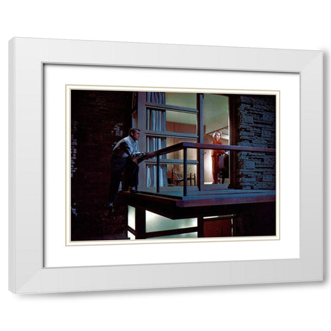 Cary Grant - North By Northwest White Modern Wood Framed Art Print with Double Matting by Hollywood Photo Archive