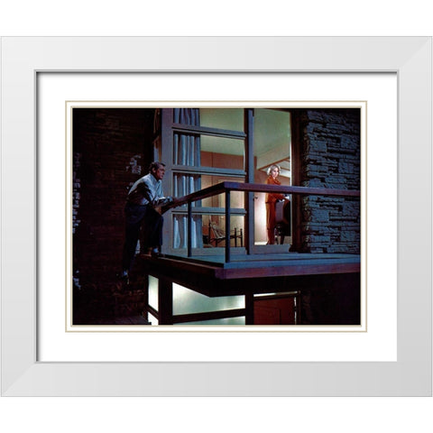 Cary Grant - North By Northwest White Modern Wood Framed Art Print with Double Matting by Hollywood Photo Archive