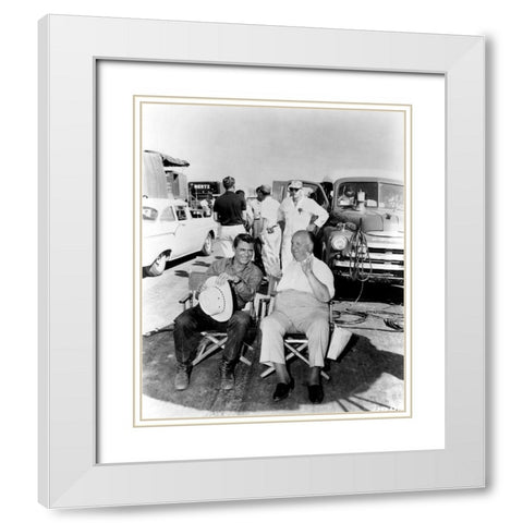 Cary Grant - North By Northwest White Modern Wood Framed Art Print with Double Matting by Hollywood Photo Archive