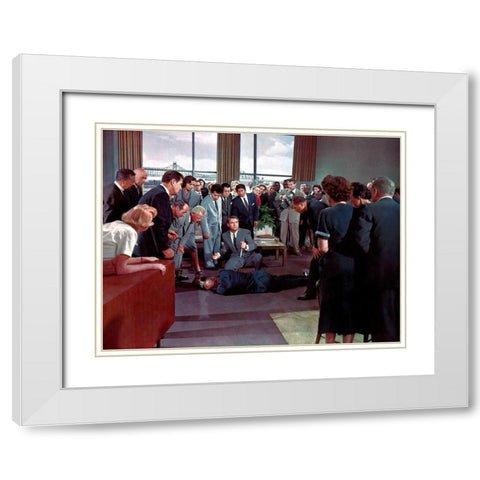 Cary Grant - North By Northwest White Modern Wood Framed Art Print with Double Matting by Hollywood Photo Archive
