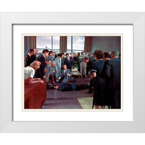Cary Grant - North By Northwest White Modern Wood Framed Art Print with Double Matting by Hollywood Photo Archive